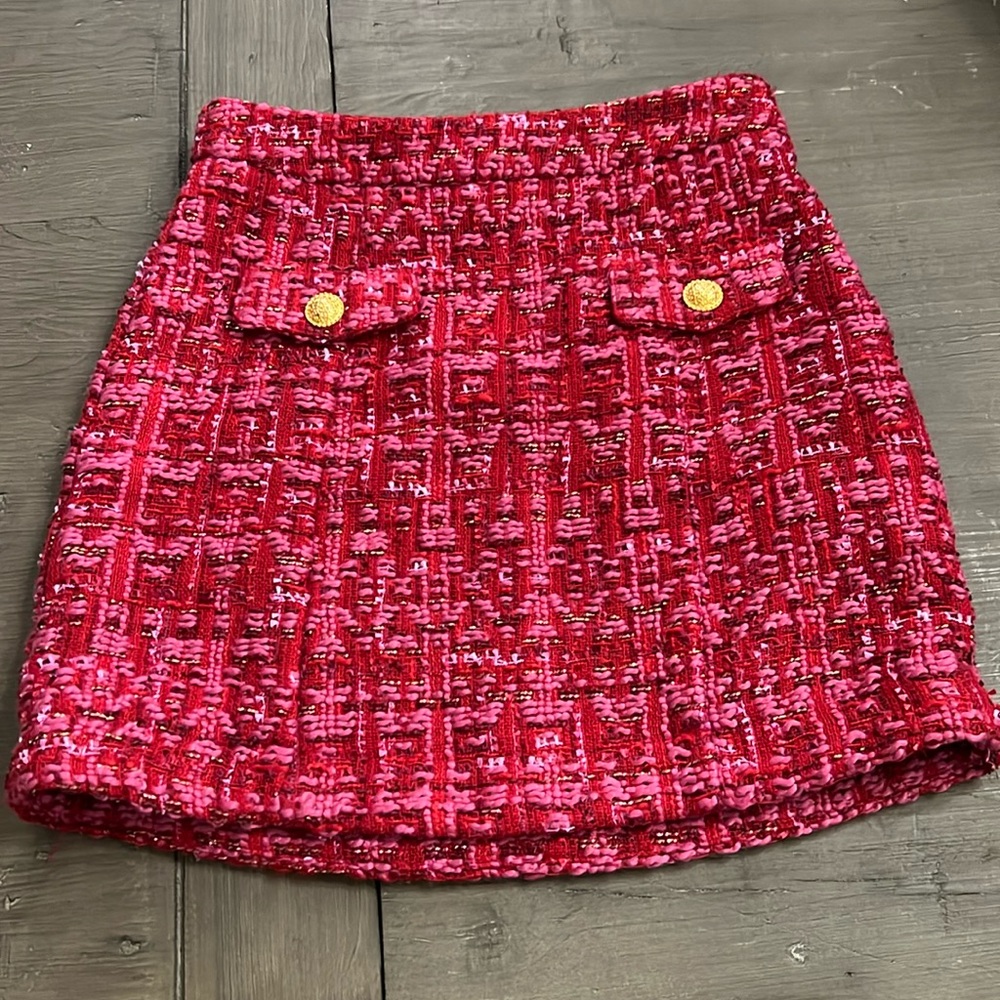 Anthropologie Du Paradis Tweed Pink Skirt